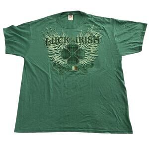 Fruit Of The Loom Luck Of The Irish T-Shirt Unisex Size XL 4 Leaf Clover Green